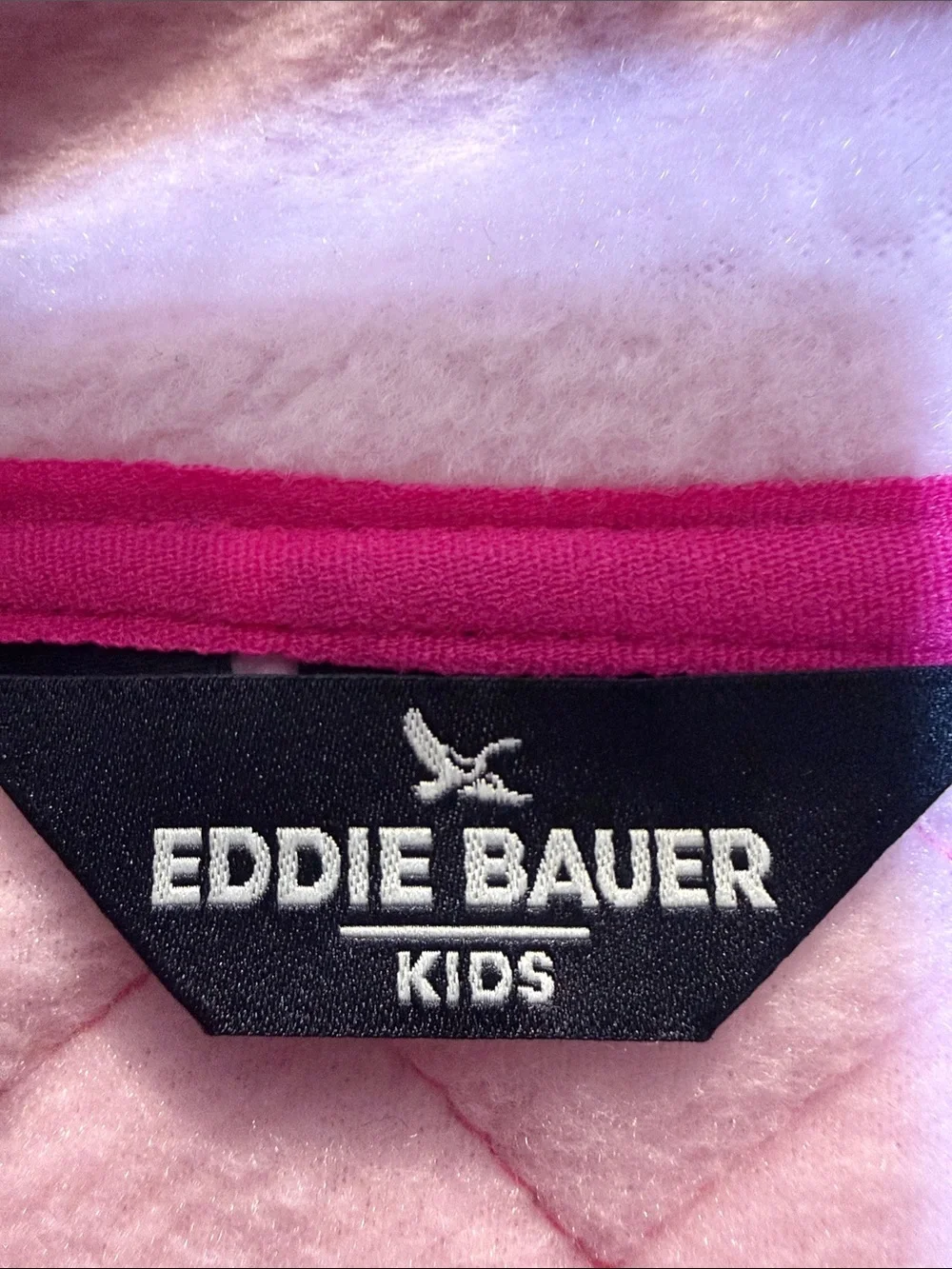 Eddie Bauer Girls Pink Fleece Quilted Jacket XL 14 16 Full Zip Outdoor